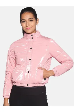 Campus Women Pink Windcheater Crop Puffer Jacket