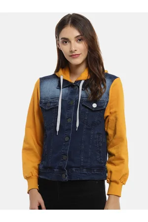 Campus Women Blue Solid Windcheater Denim Jacket