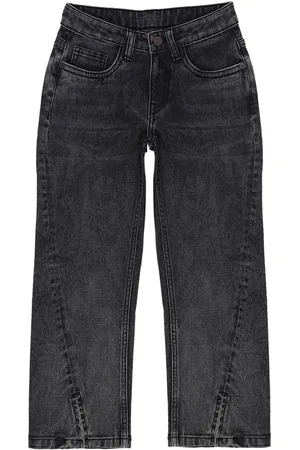 HERE&NOW Girls Charcoal Wide Leg High-Rise Light Fade Clean Look Stretchable Jeans