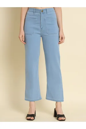 AngelFab Women Jean Straight Fit Mid-Rise Clean Look Stretchable Cotton Jeans