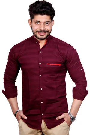 FUBAR Men Maroon Slim Fit Opaque Casual Shirt