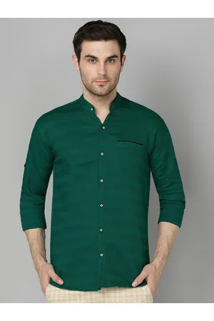 FUBAR Men Green Slim Fit Horizontal Stripes Opaque Formal Shirt