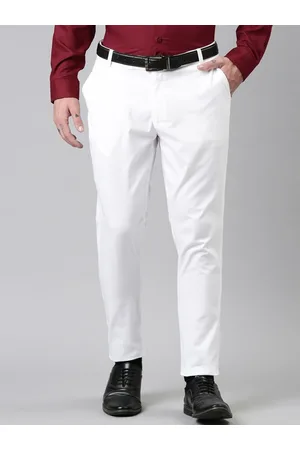 Kryptic Men Solid Cotton Blend Tapered Fit Cropped Formal Trousers