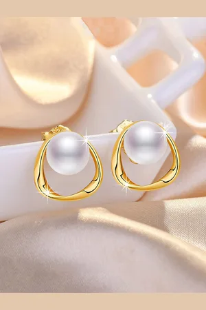Jewels Galaxy Gold Plated Pearl Studded Stud Earrings