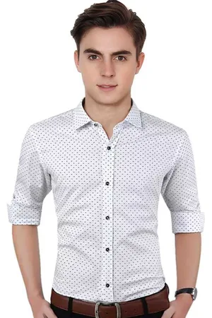 FUBAR Men White Slim Fit Opaque Printed Casual Shirt
