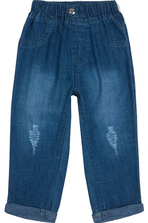 GJ baby Boys Mid-Rise Dark Shade Light Fade Low Distress Cotton Stretchable Jeans