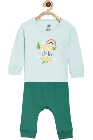 The Mom Store Unisex Kids Typography Printed Round Neck Pure Cotton T-shirt with Pyjamas