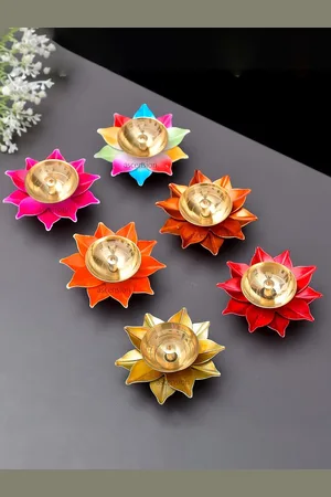 Ascension Gold-Toned Set of 6 Lotus Diya