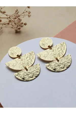 Priyaasi Gold-Toned Contemporary Gold-Plated Drop Earrings