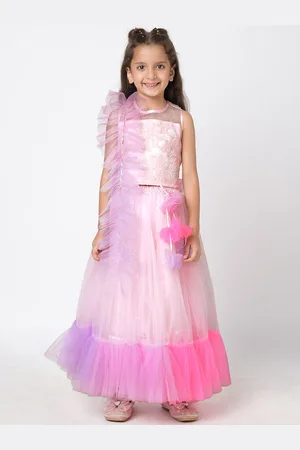 LIL DRAMA Girls Embroidered Sequinned Ready to Wear Lehenga & Blouse
