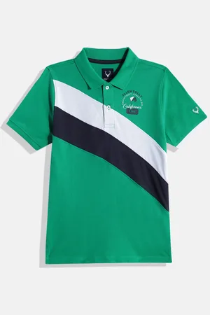 Allen Solly Boys Placement Stripes Polo Collar Pure Cotton T-shirt