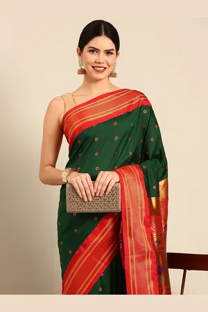 Varkala Silk Sarees Ethnic Motifs Zari Silk Blend Handloom Paithani Saree
