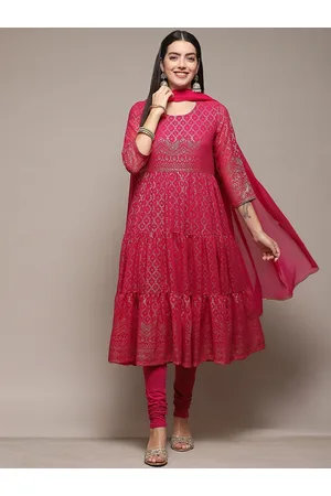 Biba Ethnic Motifs Printed Tiered Anarkali Kurta & Leggings With Dupatta
