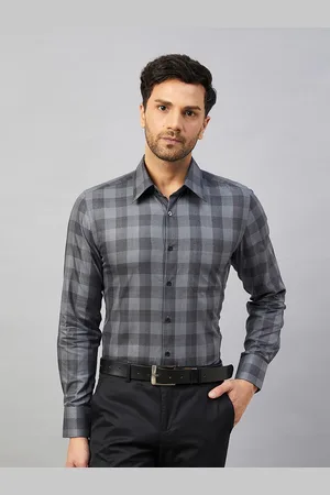 LOUIS STITCH Comfort Tartan Checks Spread Collar Cotton Formal Shirt