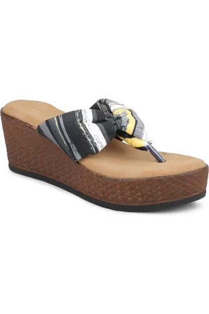 Inc 5 Printed Open Toe Wedge Heels