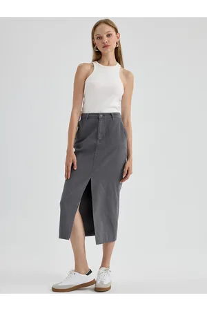 DeFacto Pure Cotton Straight Midi Skirts