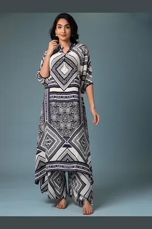 ZARI Geometric Printed Regular Kurta with Palazzos