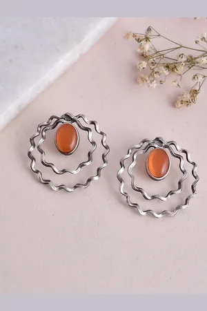 Dastoor Silver-Plated Contemporary Studs Earrings