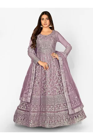Divine International Trading Co Floral Embroidered Sequinned Semi-Stitched Dress Material