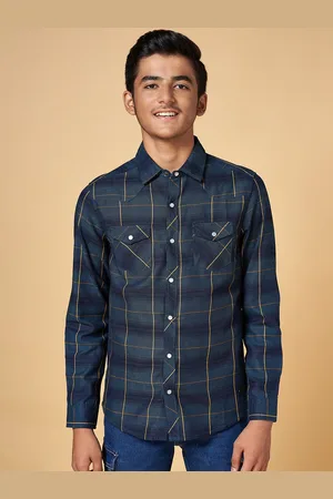 Pantaloons Boys Windowpane Checked Long Sleeves Cotton Casual Shirt