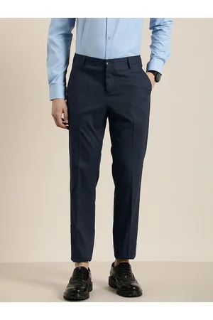 Buy INVICTUS Men Blue Slim Fit Checked Formal Trousers - Trousers for Men  2149724