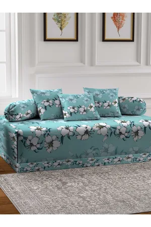 Arrabi Green & White 6 Pieces Floral-Printed Diwan Set