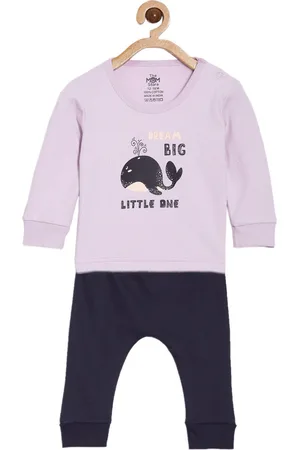The Mom Store Kids Graphic Printed Pure Cotton T-shirt with Pyjamas