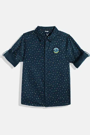 Allen Solly Boys Sport Regular Fit Polka Dot Opaque Printed Pure Cotton Shirt