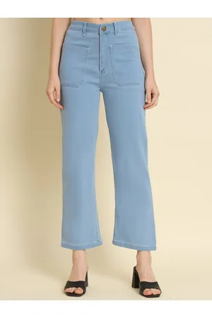 AngelFab Women Jean Straight Fit High-Rise Clean Look Cotton Jeans