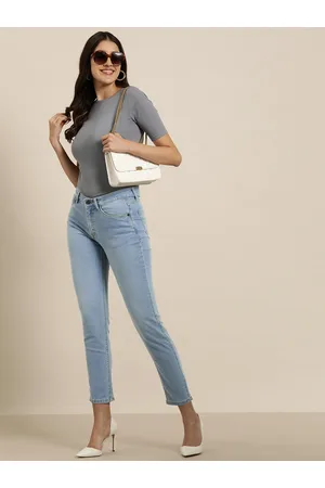 HERE&NOW Women Mid-Rise Slim Fit Cropped Stretchable Jeans