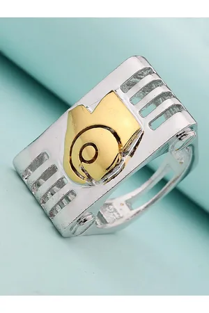 Voylla Men Silver-Plated Aries Zodiac Symbol Designed Finger Ring