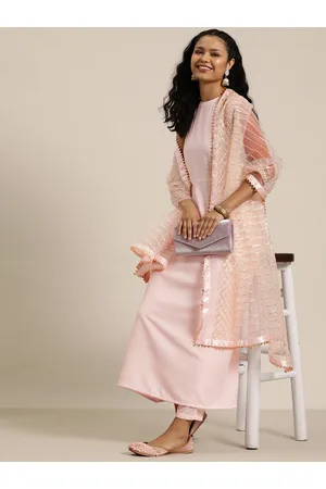 HERE&NOW Women A-Line Kurta with Trousers & Gotta Patti Dupatta