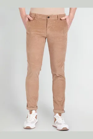 Arrow Men Slim Fit Low-Rise Plain Corduroy Chinos Trousers