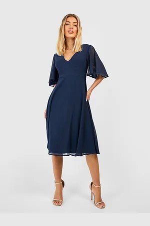 Boohoo Chiffon A-Line Midi Bridesmaid Dress