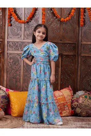 pspeaches Girls Floral Printed Top With Skirt