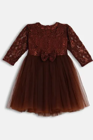 Bella Moda Girls Floral Laced Satin Fit & Flare Dress