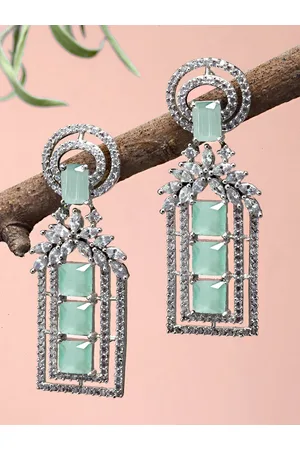 karatcart Silver-Plated Cubic Zirconia Contemporary Drop Earrings