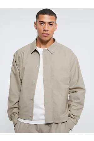 Boohoo Boxy Fit Textured Concealed Placket Harrington Jacket