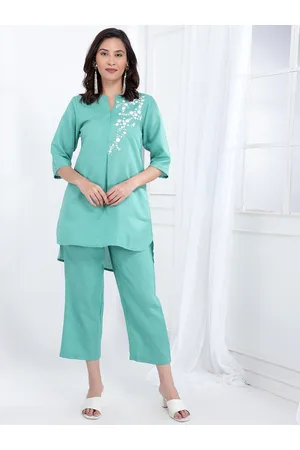 Bani Women Embroidered Mandarin Collar Tunic With Trouser