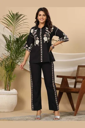 Kajree Embroidered Pure Cotton Shirt With Trousers