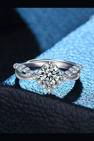Jewels Galaxy Silver-Plated AD-Studded Adjustable Ring