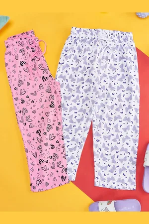 Pantaloons Girls Pack Of 2 Printed Cotton Mid-Rise Track Pants