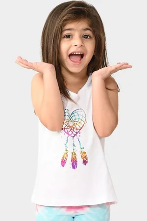 BONKIDS Girls Graphic Printed Pure Cotton T-shirt with Shorts