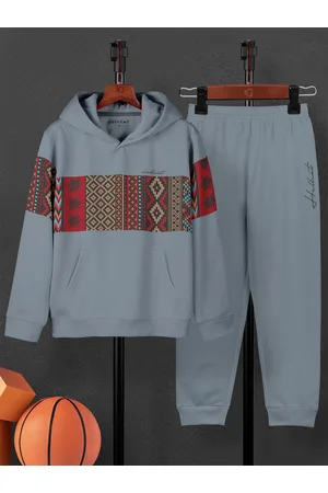 HELLCAT Boys Printed Hooded Sweatshirt With Joggers