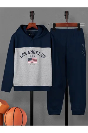 HELLCAT Boys Colourblocked Hooded Sweatshirt With joggers