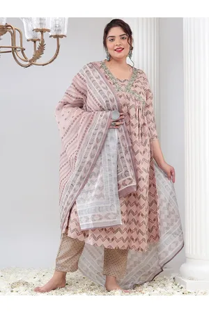 Bani Women PlusSize Ethnic Motif Printed Pure Cotton Kurta with Trousers & Dupatta