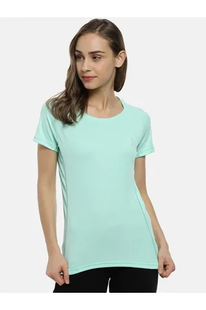Campus Women Sea Green Solid Round Neck T-shirt