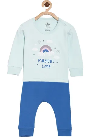 The Mom Store Unisex Kids Typography Printed Round Neck Pure Cotton T-shirt with Pyjamas