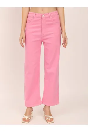 AngelFab Women Jean Straight Fit Mid-Rise Clean Look Stretchable Cotton Jeans