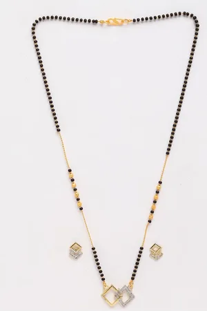 Anouk Gold-Plated American Diamond Studded Beaded Mangalsutra Set